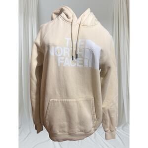 The North Face Women's Hoodie Logo Pullover Sweatshirt Beige Sz S/P EUC